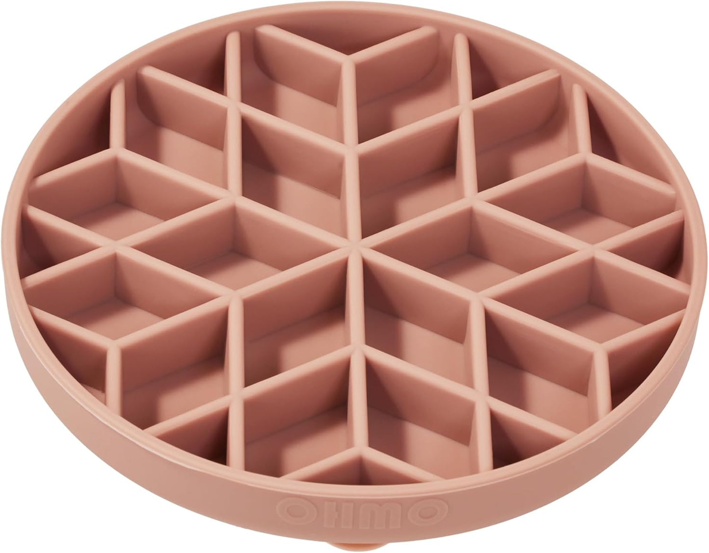 OHMO Slow Feeder Dog& Cat Bowl, Silicone Puppy Cat Food Bowl with Anti-Slip Suction Cup Slow Down Small Dogs Eating, Anti Choking (S-Diamond,Coral)