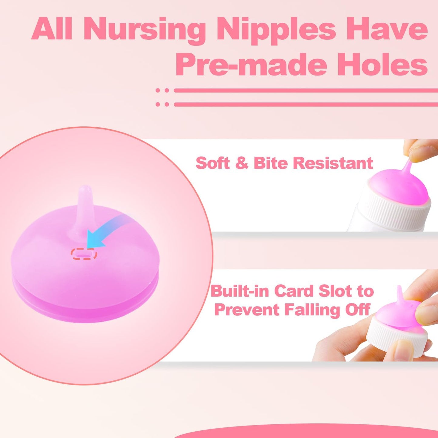 Kitten Bottle Feeding kit with Feeding Nipple and Syringe, Soft Silicone Nursing Pet Feeding Bottle, Ventilation Valve Resistant Tearing for Small Puppies, Kittens, Rabbit (S Nipple-Pink)