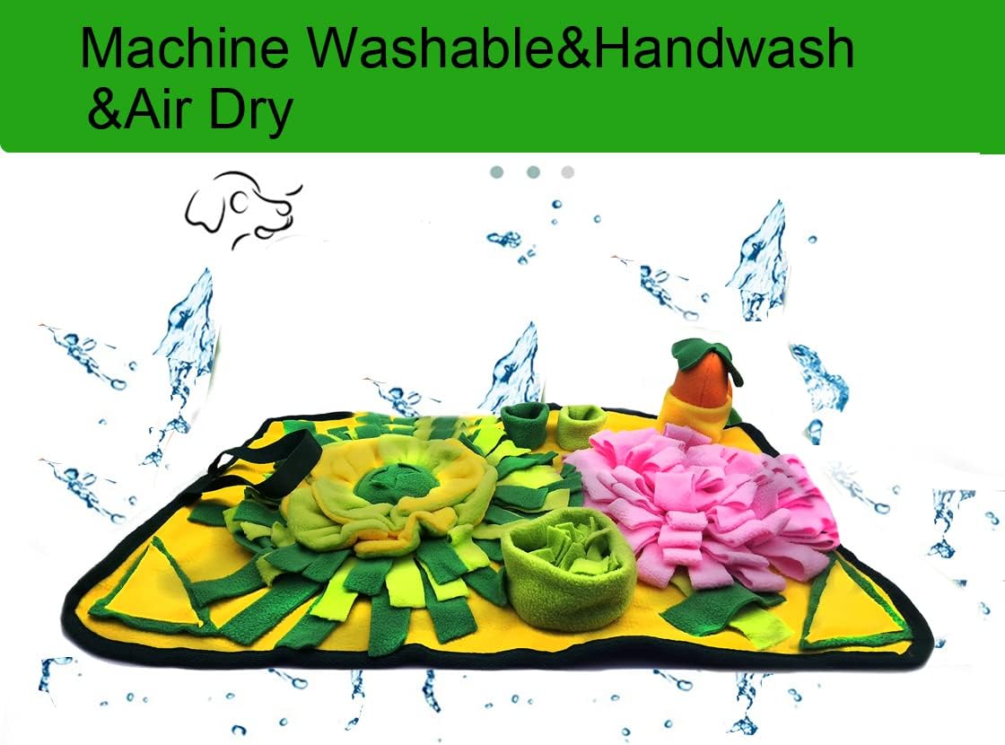 Dogs Snuffle Mat Pet Feeding Mats Puppy Sniffing Pad,Cat Doggies Interactive Puzzle Toys for Multiple Breeds Encourages Natural Foraging Skills,Training and Stress Release (Yellow)