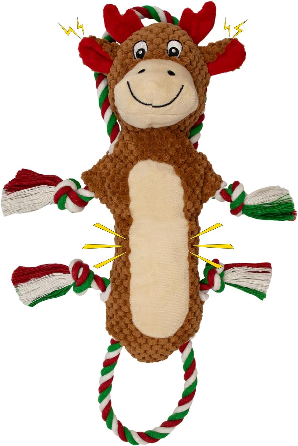 Christmas Squeaky Reindeer Dog Toys-Tug of War Dog Toy for Puppy- Keep Them Busy and Entertained- Interactive Pet Toys for Small & Medium Breeds