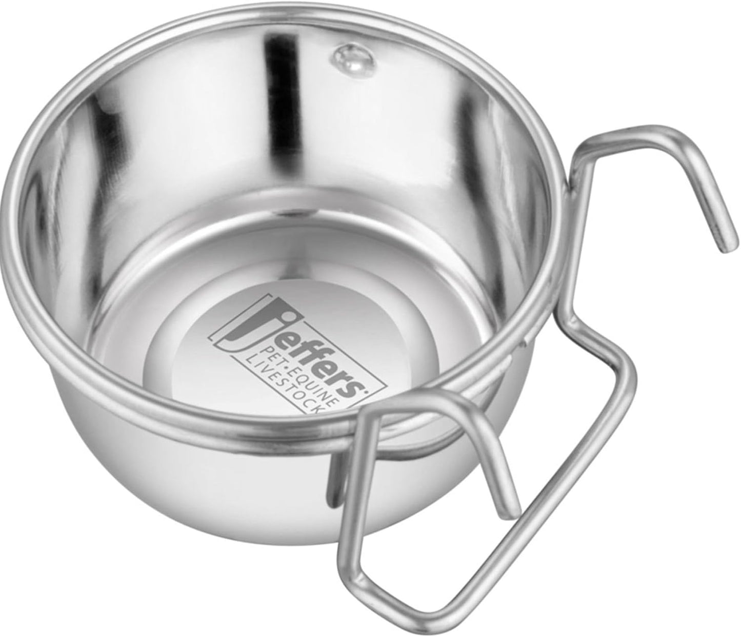 Jeffers Pet Stainless Steel Cage Cup Pet Feeder with Hooks for Birds, Rabbits, Ferrets, Kittens & Small Animals – Hanging Food Water Bowl Dish for Cages, Crates, Kennels - Dishwasher Safe - 10 oz