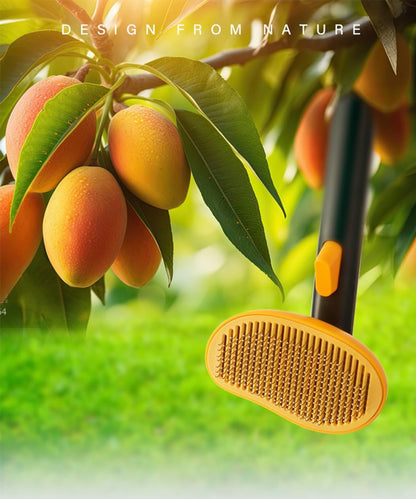Self-Cleaning Dog & Cat Slicker Brush, Skin Friendly Deshedding Grooming Tool for Long or Short Haired Dogs Cats Rabbits, Dog Shedding Brush with Release Button - Mango