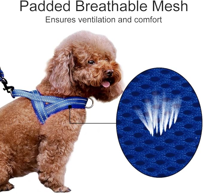 Plutus Pet No Pull Dog Harness with Breathable Mesh Padded, Adjustable Reflective Escape Proof Dog Harness, Quick Fit Dog Vest Harness for Small Medium Large Dogs(XXS, Navy Blue)