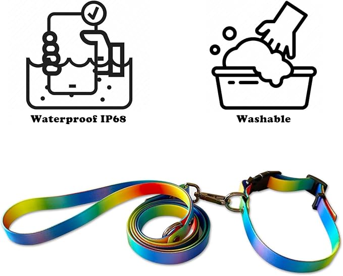 Waterproof Dog Leash and Collar Set for Small Dogs Short Rope Rubber Silicone Nylon Adjustable Odor Proof Pet Dog Walking Leash Collars