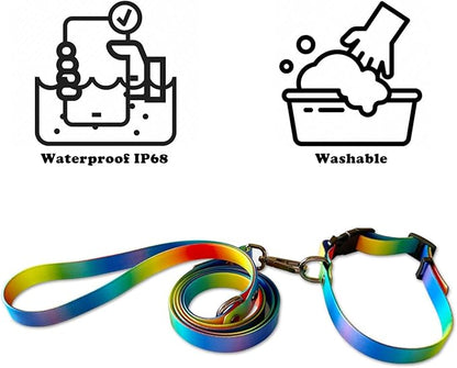 Waterproof Dog Leash and Collar Set for Small Dogs Short Rope Rubber Silicone Nylon Adjustable Odor Proof Pet Dog Walking Leash Collars