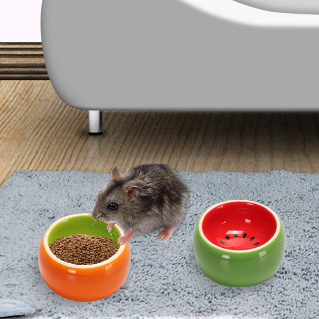 Hamiledyi 2PCS Hamster Bowl,Ceramic Food Water Feeding Dish for Guinea Pigs Gerbil Mouse Rat Chinchilla Hedgehog Sugar Glider