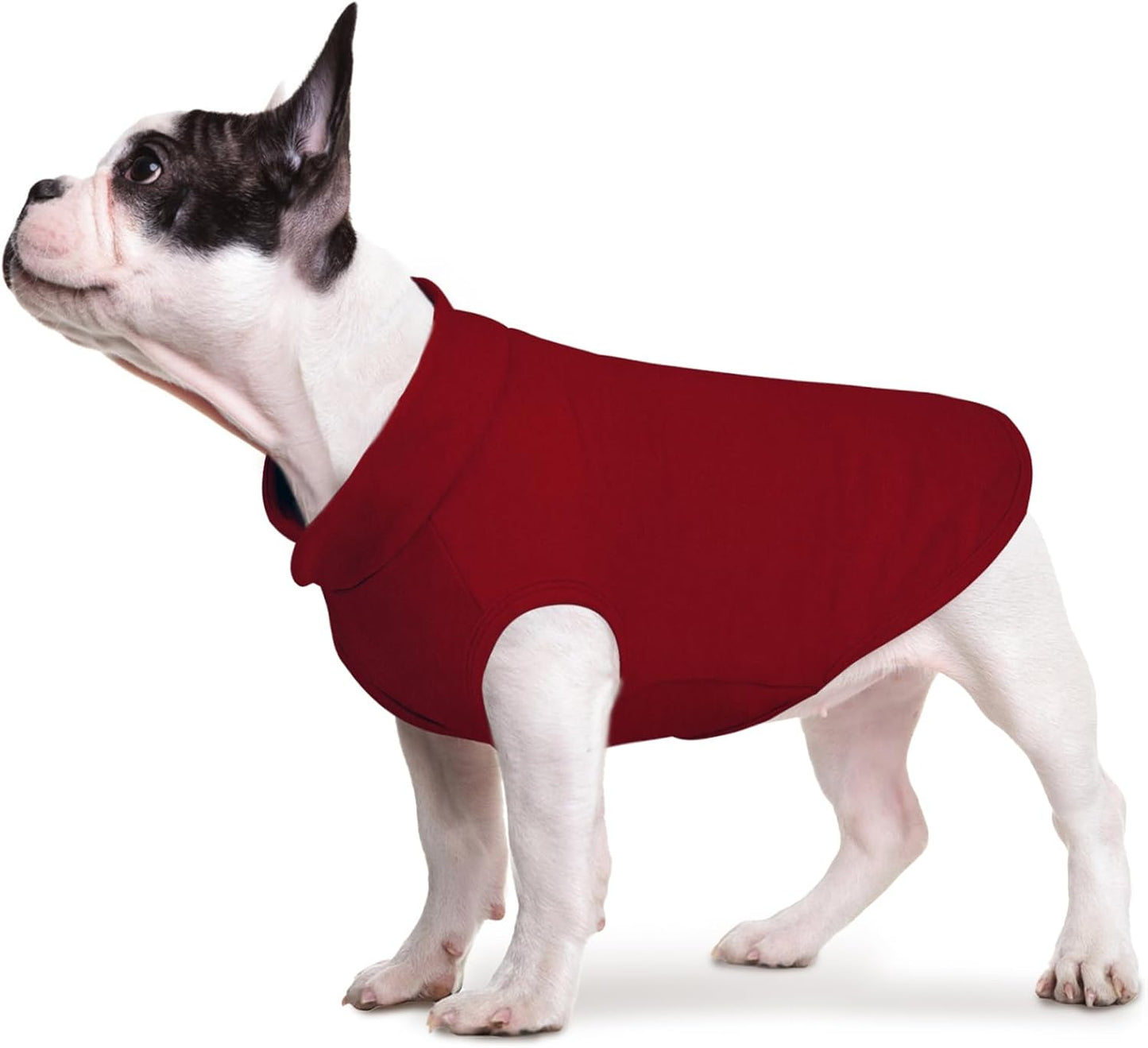 FUAMEY Dog Fleece Vest for Medium Dogs,Warm Stretchy Dog Sweatshirts Pullover with Leash Hole Dogs Sweater Soft Pet Turtleneck Cozy Pet Vest Lightweight Sleeveless Red M
