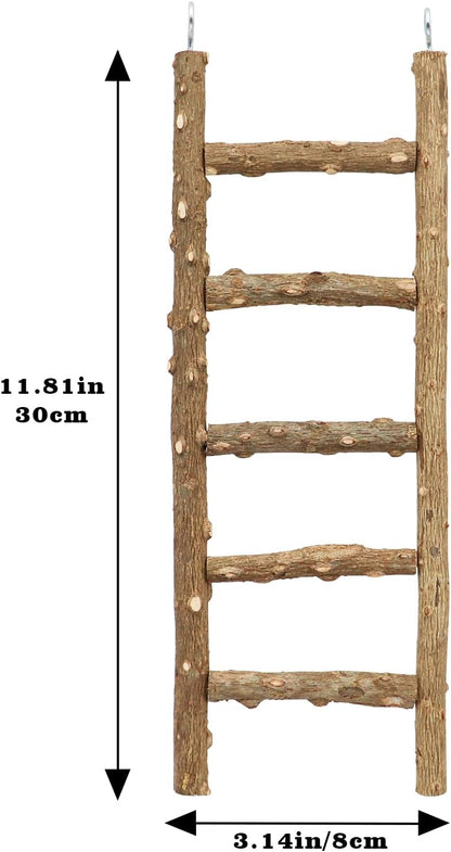 Natural Pepper Wood Parrot Ladder, 5-Step Bird Climbing Toys, Suitable for Parrots, Parakeets, Cockatiels