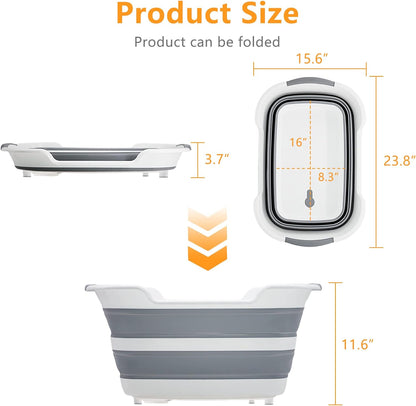 7.1 Gal/27L Multipurpose Collapsible Pet Bathtub Upgraded with Drainage Hole and Pet Hair Collector for Bathing/Shower, Portable Laundry Basket-Foldable Bathing Tub-Storage Organizer.