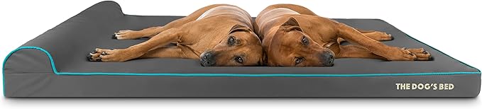 The Dog’s Bed Orthopedic Headrest Dog Bed XXXL Grey/Blue, Memory Foam, Pain Relief for Arthritis, Hip & Elbow Dysplasia, Post Surgery, Lameness, Waterproof Washable Cover