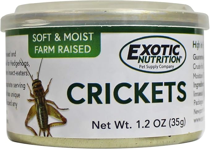 Canned Crickets (1.2 oz.) - Healthy High Protein Insect Treat - Hedgehogs, Sugar Gliders, Reptiles, Wild Birds, Chickens, Lizards, Bearded Dragons, Skunks, Opossums, Fish, Amphibians, Turtles