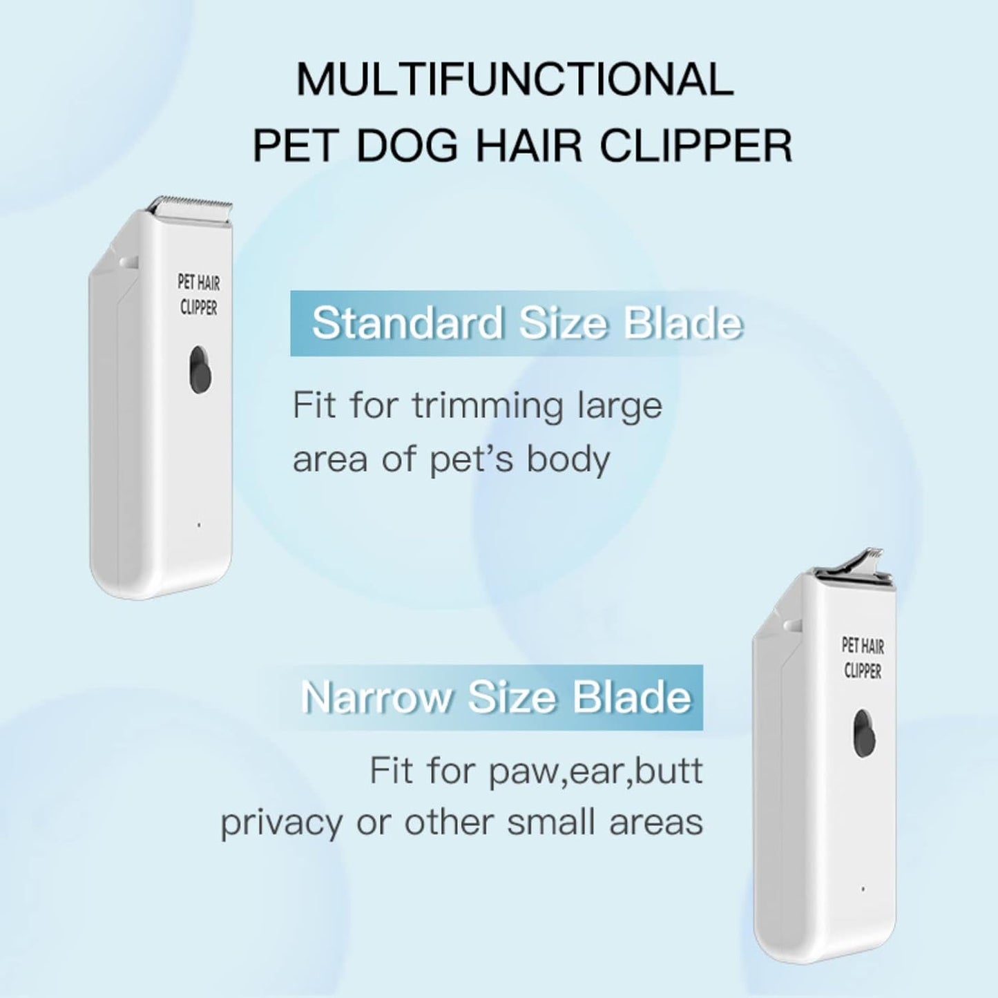 2-in-1 Professional Dog Grooming Kit - Low Noise, Waterproof, USB Rechargeable, and Safe Ceramic Blade - Gift for Dogs and Cats (White)