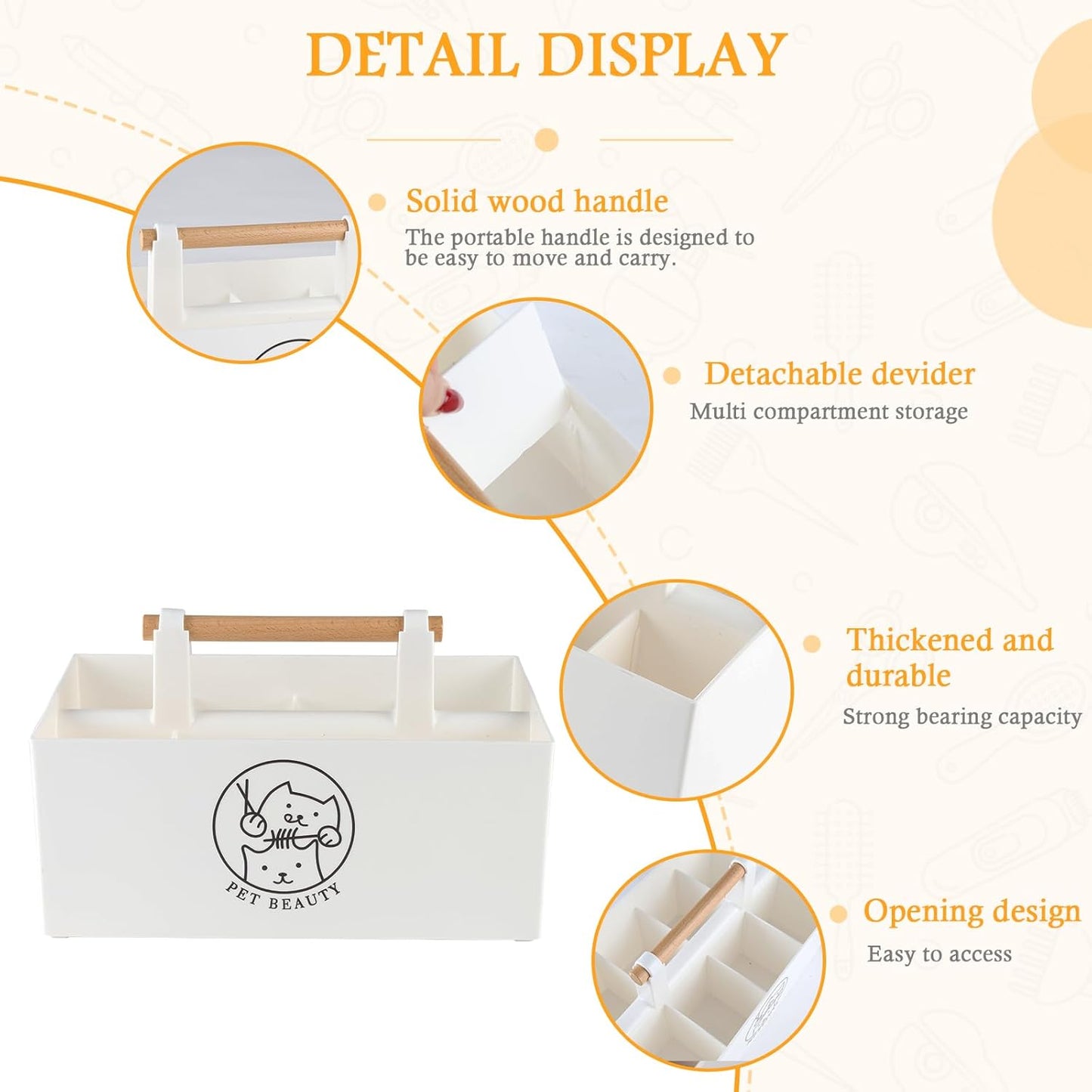 Dog Storage Organizer,Dog Grooming Organizer,Portable Shower Caddy Organizer for Dog Cat Stuff,Divided Basket Bin Storage for Dog Cat Grooming Kit,Shampoo,Trimmer,Clipper,Combo,Brush