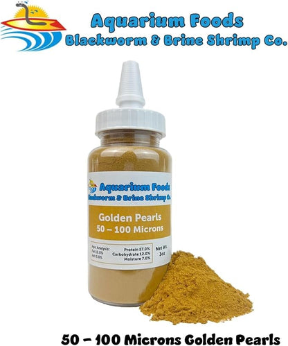 Aquatic Foods Inc. Golden Pearls 50-100 Microns for Tropical Fish Fry and Babies, for Corals, Anemones, Reef Tanks…3oz Squeeze Bottle