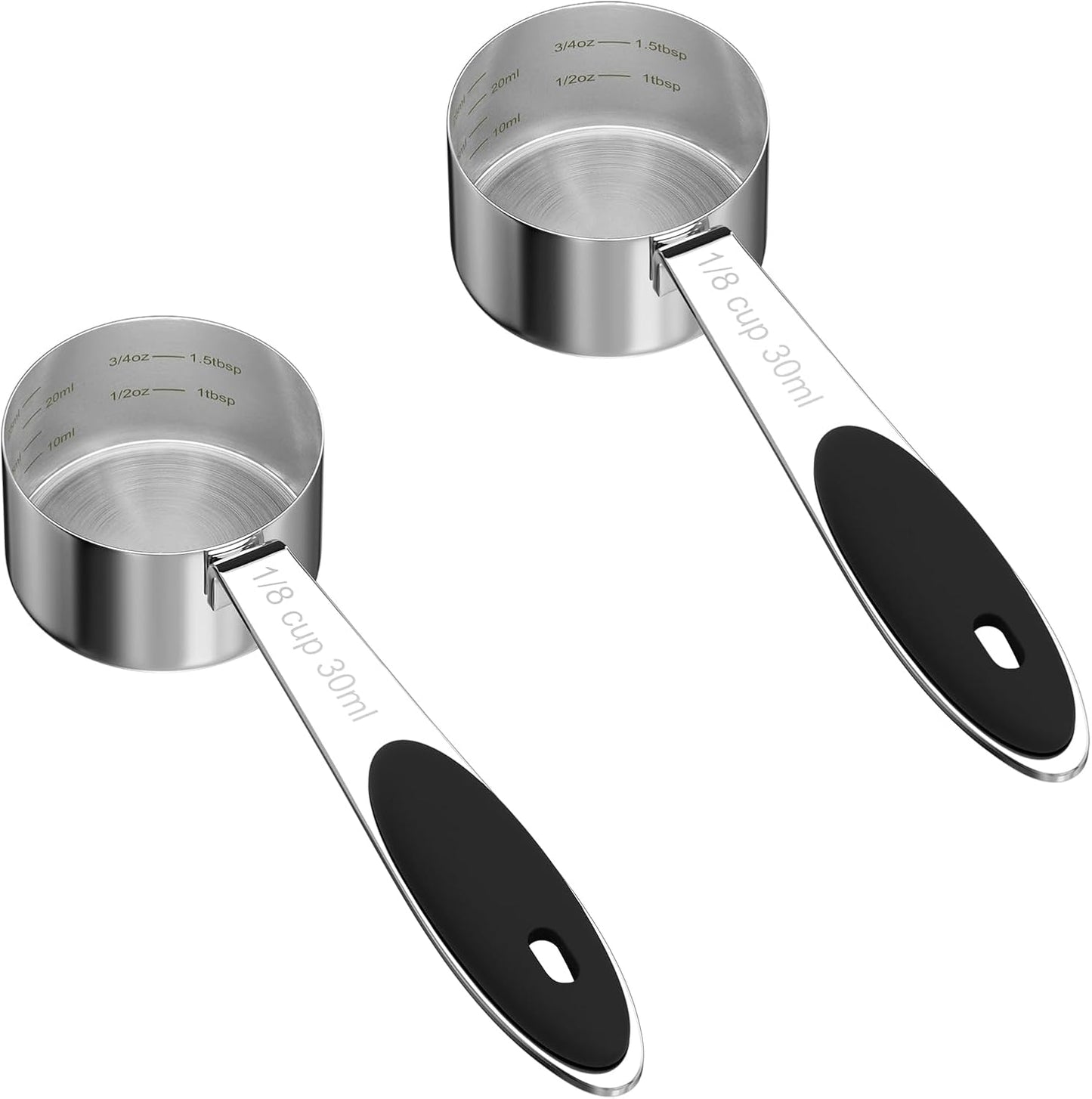 2PCS 1/8CUP(30ml) Dog Cat Food Scoop, Stainless Steel Measuring Cup, Metal Pet Scooper with Inner Precision Scale Measurement