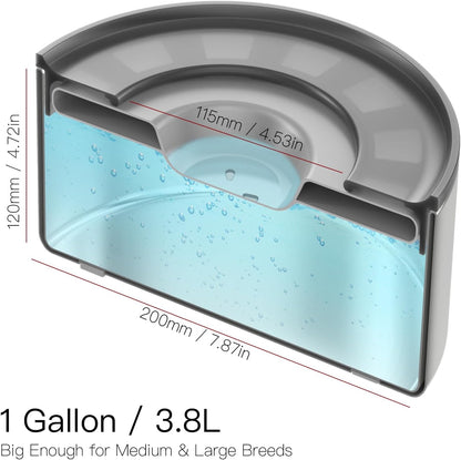 1Gallon No Spill Water Bowl for Dogs, Double-Wall Stainless Steel with Splash-Proof Paws Lid and Floating Disk, Non-Slip Base, Easy to Clean Slow Water Feeder for Large Medium Dogs