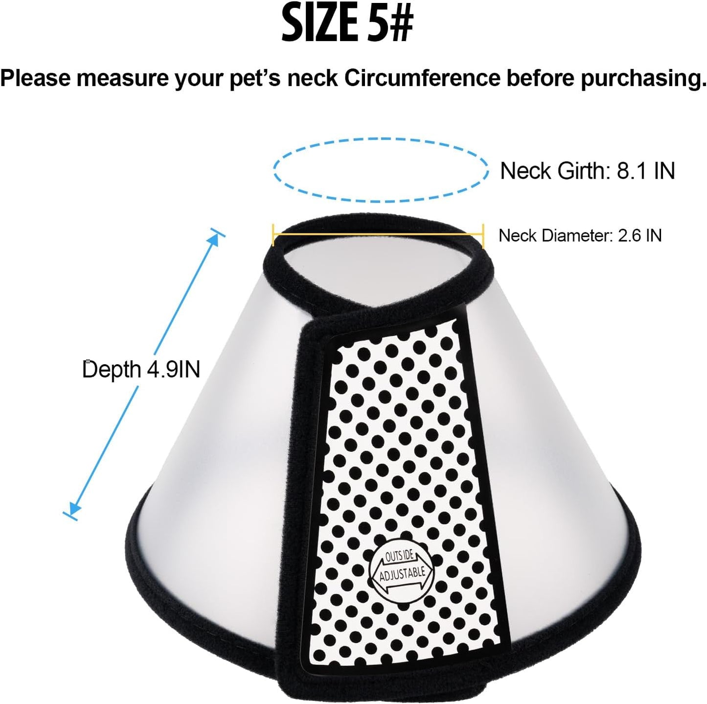 Depets Adjustable Recovery Pet Cone E-Collar for Cats Puppy Rabbit, Plastic Elizabeth Protective Collar Wound Healing Practical Neck Cover, Neck Girth 8.1 in