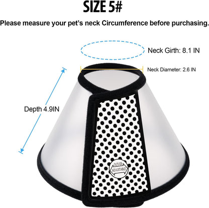 Depets Adjustable Recovery Pet Cone E-Collar for Cats Puppy Rabbit, Plastic Elizabeth Protective Collar Wound Healing Practical Neck Cover, Neck Girth 8.1 in