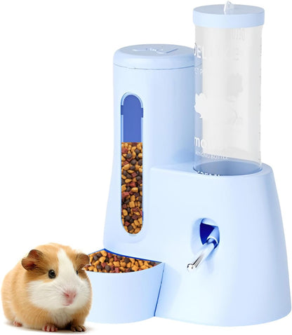 2-in-1 Hamster Water Bottle & Food Dispenser - Leak-Resistant Design for Glass/Wire Cages (120ml/4oz BPA-Free + Double Seal Nozzle) Dwarf Hamster & Mice Essentials (Blue, 6.3×5.1×4.3)