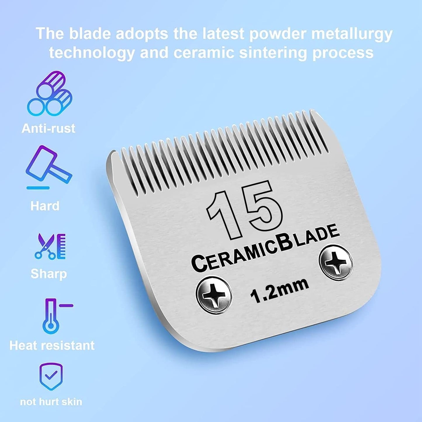 Detachable Pet Dog Grooming Clipper Ceramic Blades,Compatible with Size-15 Cut Length 3/64-Inch(1.2mm),Compatible with andis/Oster A5/Wahl KM10 Series Clippers