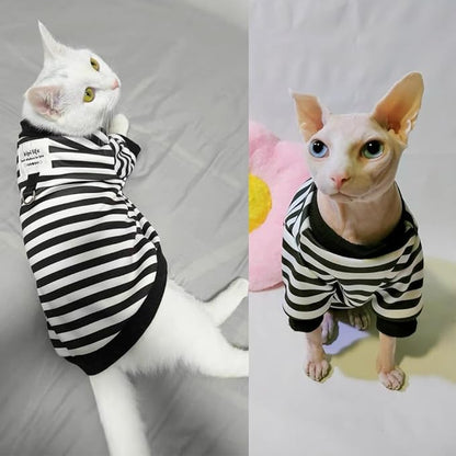 Autumn Dog Sweater with Leash Ring Warm Striped Puppy Shirt for Small Dog Girl Boy Cat Sweater Winter Pet Clothes Pomeranian Chihuahua Cold Weather Coat (Black, X-Large)