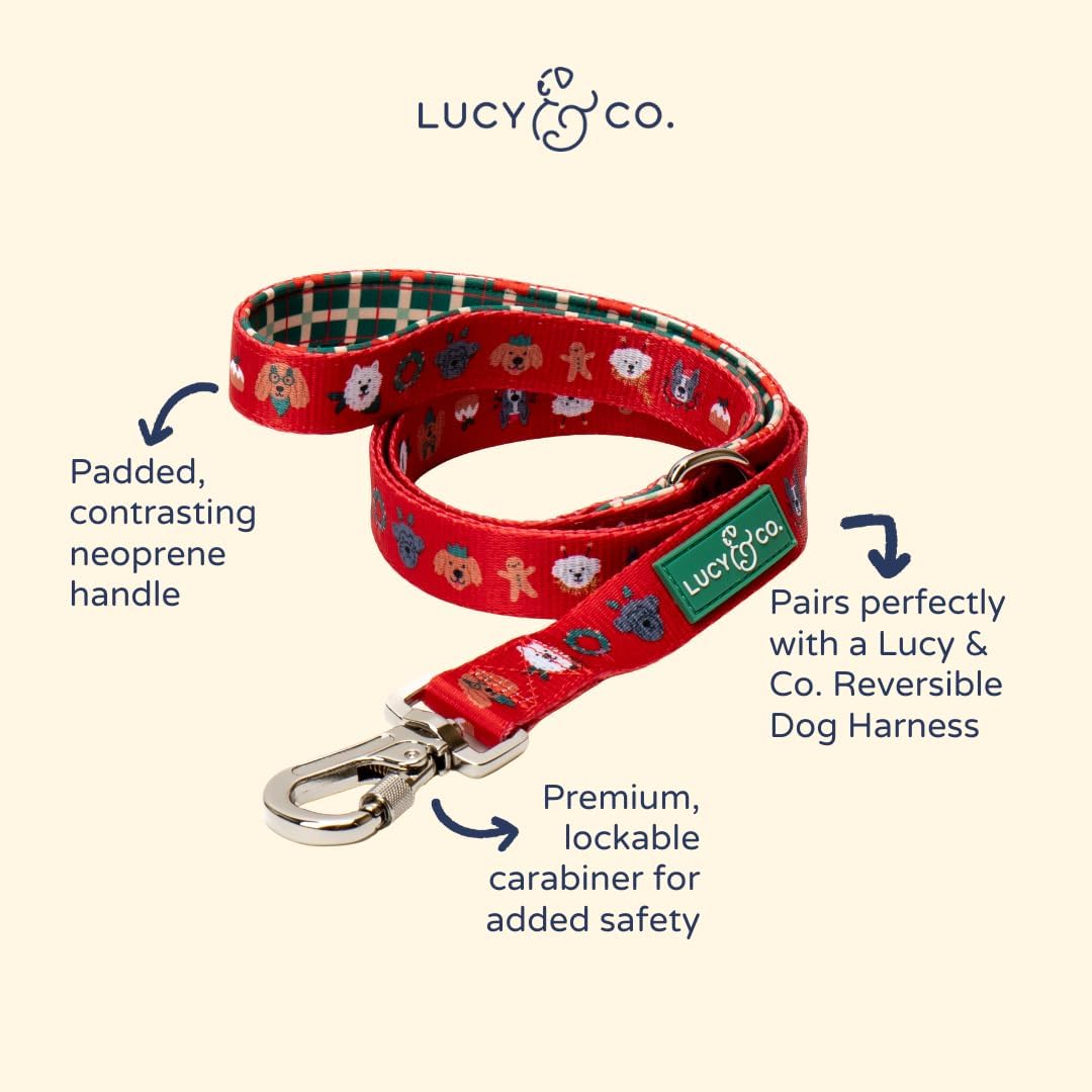 Lucy & Co. 5 Foot Designer Dog Leash for Small, Medium or Big Dogs or Puppies Puppy – Pet Accessories & Supplies- Happy Howlidays - Large