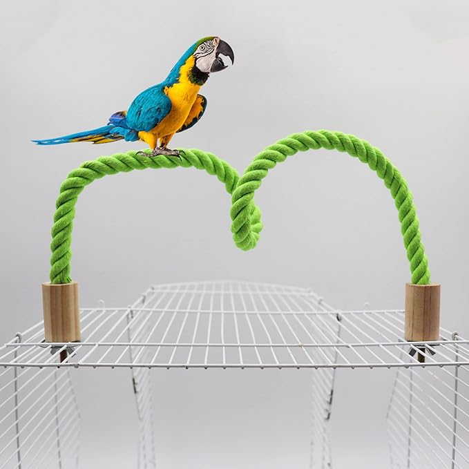 2 Pack Bird Hemp Rope Perch Swing, Bird Cage Stand Pole Accessories, Paw Grinding Standing Climbing Perch for Parrot, Parakeet, Budgies, Lovebirds (47.2 inches/120 cm)