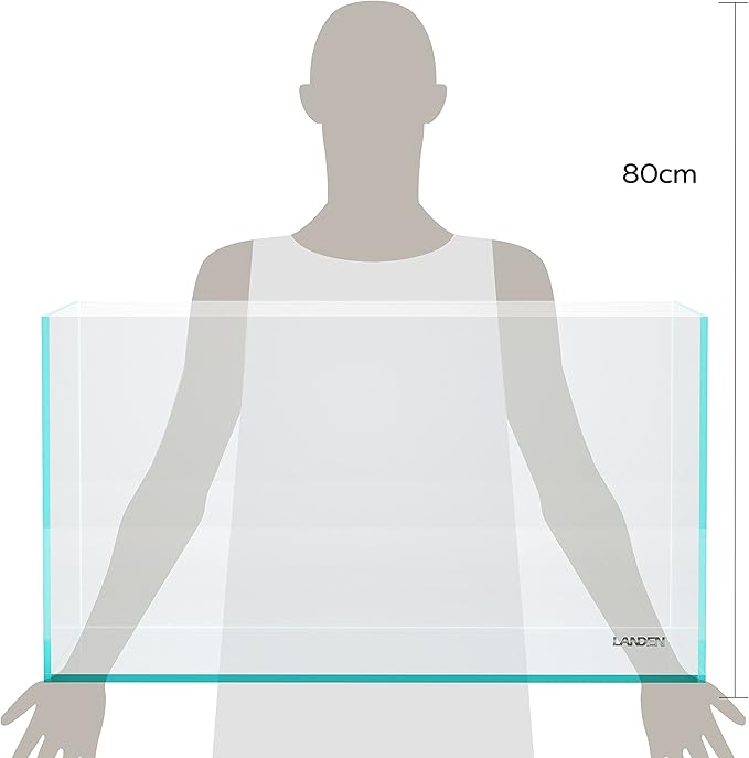 LANDEN 90P 44 Gallon Rimless Low Iron Aquarium Tank, W35.4 x D17.7 × H17.7in (90cm x 45cm x 45cm) 10mm Thickness with Black Nano Foam Leveling mat Included