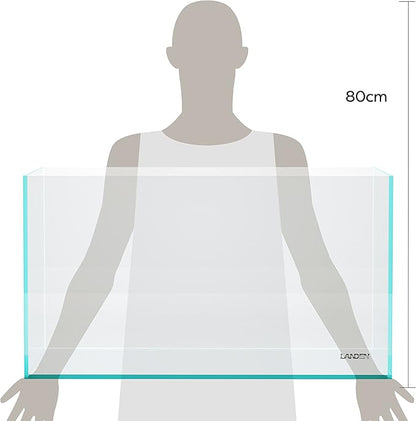 LANDEN 90P 44 Gallon Rimless Low Iron Aquarium Tank, W35.4 x D17.7 × H17.7in (90cm x 45cm x 45cm) 10mm Thickness with Black Nano Foam Leveling mat Included