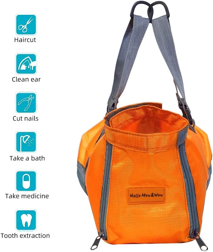 Cinf Cat Nail Clipping Cleaning Grooming Restraint Bag No Scratching Biting for Bathing Nail Trimming Injecting Examining(Orange,M)