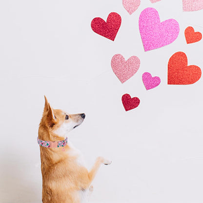 Valentine's Dog Collar, Heart Dog Collar for Small Medium Large Girl Boy Dogs or Cats, Wedding Dog Collar Match Dog Leash, Pet Collar with Metal Buckle, S