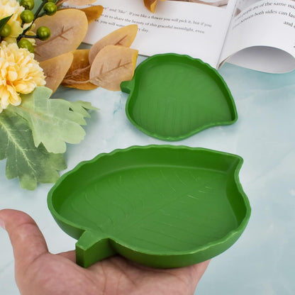 Leaf Shape Reptile Food Water Bowl 2 Pieces Reptile Plate Dish Drinking Bowl for Tortoise Corn Snake Crawl Pet Drinking and Eating, 2 Sizes