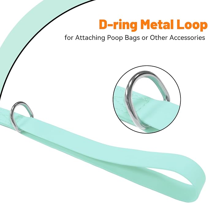 Waterproof Dog Leash, 5/6 FT Durable Odor-Proof Dog Leashes with Strong Metal Hooks Fits Small Medium or Large Dogs (Mint Green, 5FT - 3/4 inch Width)