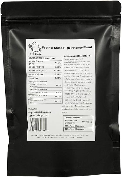 Feather Shine High Potency Blend with Bee Pollen & Freeze-Dried Sprouts - Premium Parrot Food for Molting, Breeding & Growth - Omega Rich | 17.5% Plant Protein | USA-Made