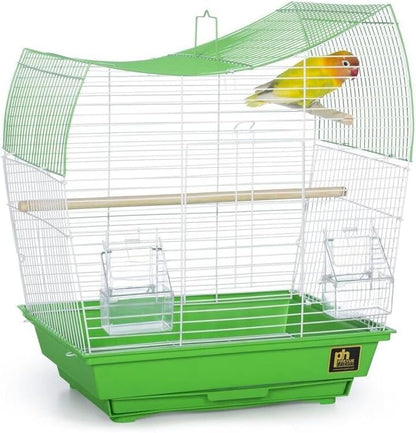 Rustic Retreat Top Bird Cage with Durable Metal Construction, Spacious Interior, and Convenient Top Access Lime Green/Wave Top