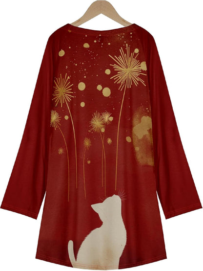 MARSVOVO Women Novelty Graphic Plus Size Sweater Crewneck Long Sleeve Cute Printed Loose Fit Casual Fall Sweaters Top