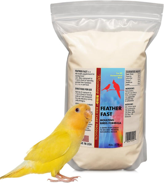 Morning Bird Feather Fast 3 lbs – Multi-Vitamin During Molt - Molting Support Supplement for Bird – Amino Acid & Vitamin Powder Formula– Promotes Feather Growth, and Full Plumage – for All Adult Birds