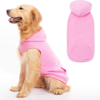 EXPAWLORER Dog Hoodie Fleece Sweater Vest, Hooded Dog Sweatshirt Fall Winter Pet Clothes with Leash Hole, Sleeveless Warm Cozy Puppy Clothing for Cat Small Medium Large Dogs Girl Boy, Pink L