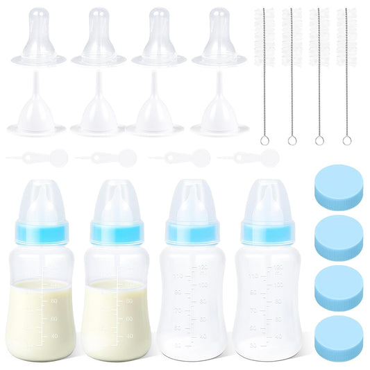 Puppy Kitten Nursing Bottle 4oz - Small Animal Feeding Kit with Nipples | Hand Feeding Supplies for Puppies, Kittens, Rabbits, Ferrets & Newborn Pets