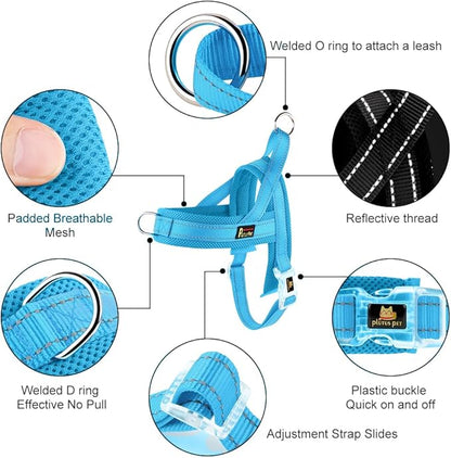 Plutus Pet No Pull Dog Harness with Breathable Mesh Padded, Adjustable Reflective Escape Proof Dog Harness, Quick Fit Dog Vest Harness for Small Medium Large Dogs(XXS, Cyan)