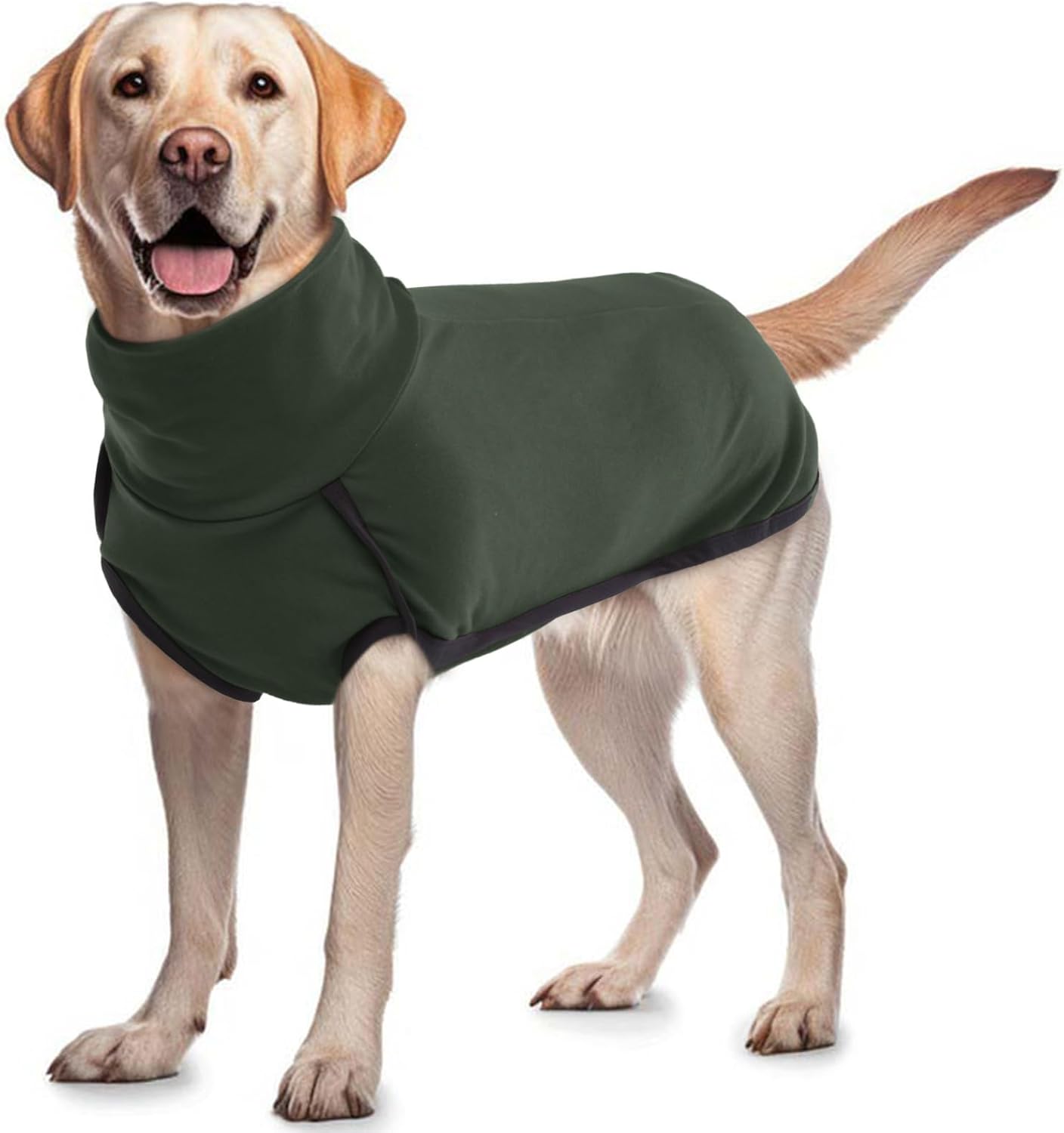 ROZKITCH Large Dog Shirts, Pet Windproof Warm Cold Weather Jacket Vest Cozy Jumpsuit Apparel Outfit Clothes for Walking Hiking Travel Sleep Green L