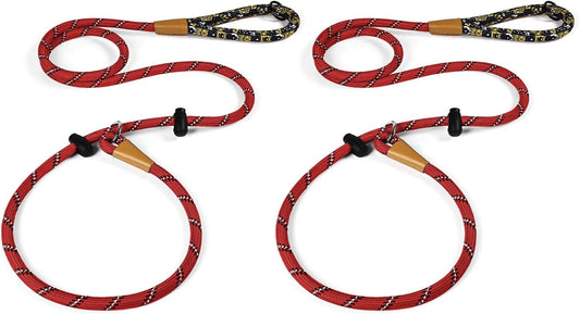 lynxking Slip Lead Dog Leash Reflective, Heavy Duty Comfortable Strong Rope for Large Medium Small Dogs No Pull Pet Training (Red, 2PCS Large 1/2in x 6ft)