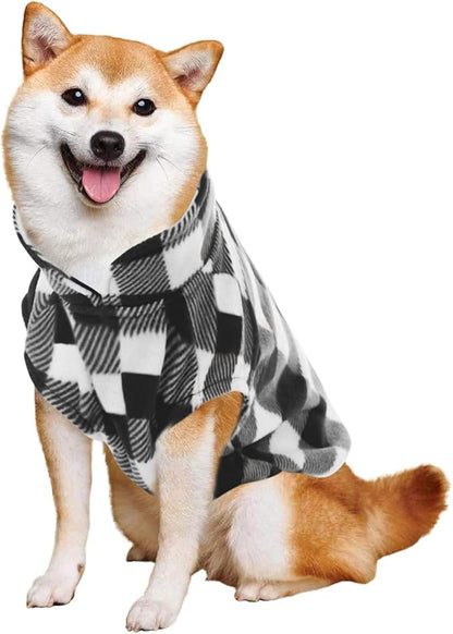 KAMA BRIDAL Spring Autumn Winter Coat Pullover Fleece Vest for Cats Small and Medium Dogs Thin Sweater Black & White Plaid (Black, XS)
