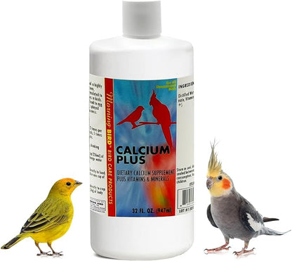 Morning Bird Calcium Plus Liquid for Birds – Bird Vitamins for Strong Eggshells, Healthy Bones, and Baby Bird to Support Growth, Breeding, and Wellness for All Birds 32 Fl Oz