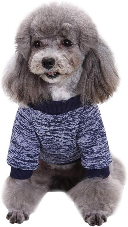 Jecikelon Dog Clothes Dogs Sweater Soft Puppies Clothing Winter Puppy Sweaters Warm Outfit for Dogs Small XXS XS Cat Apparel (Navy Blue, M)