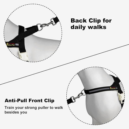 Plutus Pet Cotton Dog Harness and Leash Set, Reflective and Soft Padded, Quick Fit Vest Harness, for Small, Medium and Large Dogs, Black, XXS