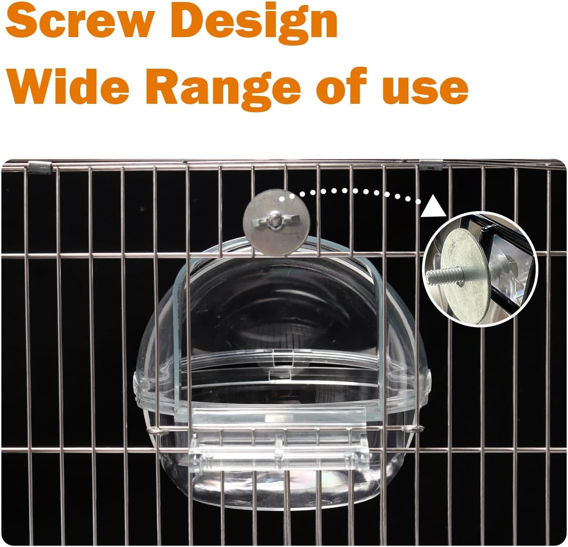 Bird Bath Box for Cage,Parrot Hanging Planet Bathtub No-Leakage Transparent Omnidirectional Observation Tub Shower Box Birds Cage Accessory for Canary Parrot Cockatiel Lovebird