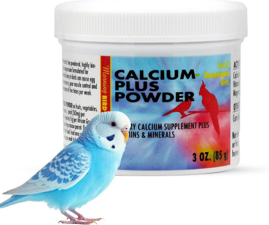Morning Bird Calcium Plus Powder for Birds 3 oz – Calcium Supplement with Vitamin & Protein Powder – Supports Bone Health, Muscle Function & Digestive Balance – Easy-to-Mix Calcium Formula