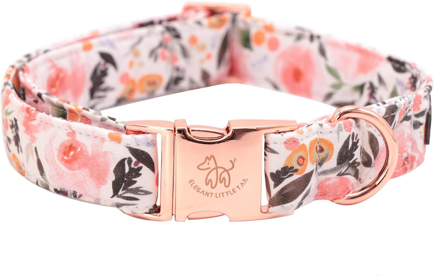 Elegant little tail Dog Collar, Pink Floral Pattern Pet Collar Summer Durable Cute Dog Collars Male or Female Pet Gift Adjustable Dog Collar for Small Dogs