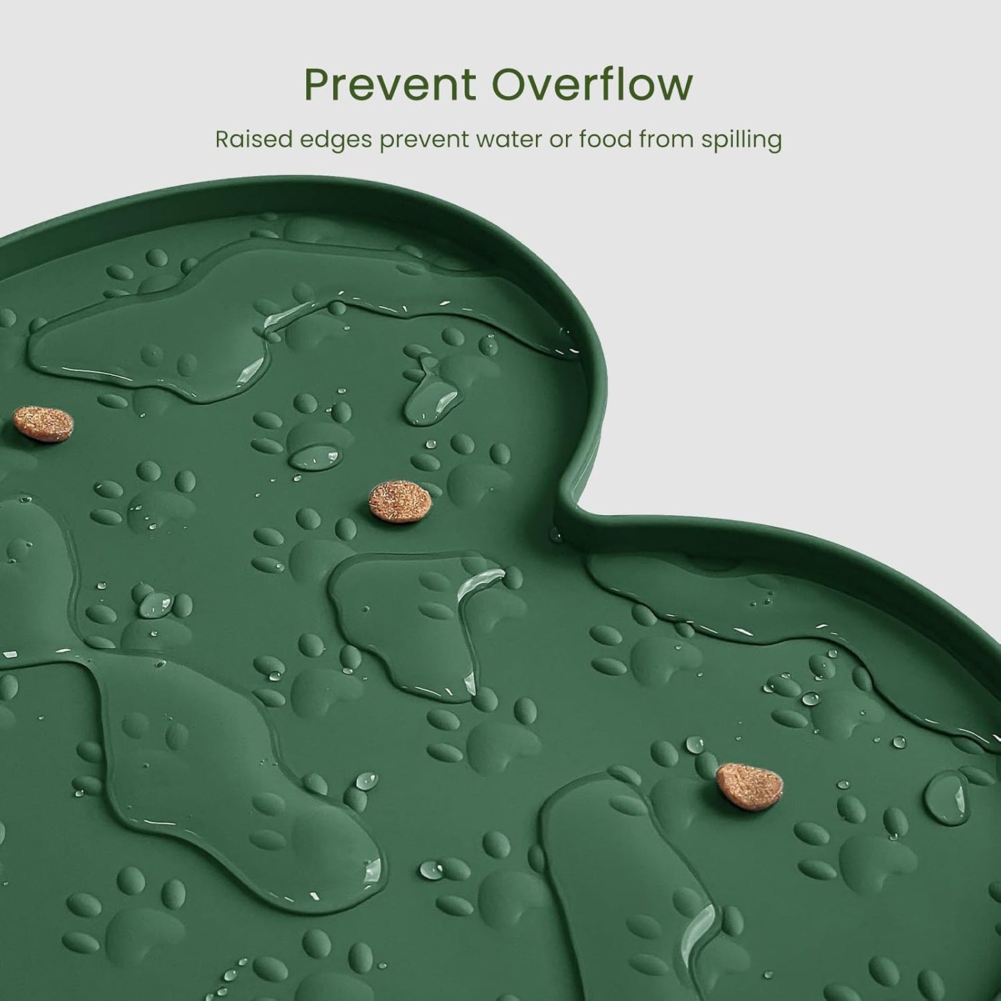 Dog Food Mat Anti-Slip Silicone Dog Bowl Mat Thicker Pet Placemat Waterproof Cat Feeder Pad with Raised Edge Puppy Kitten Feeding Mats Suitable Small Medium-Sized Dogs Cats Eating Tray